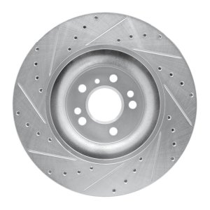 Mercedes-Benz ML320 Brake Rotor (1) - Front Right - R1 Concepts - Drilled & Slotted - Silver - `06-`12